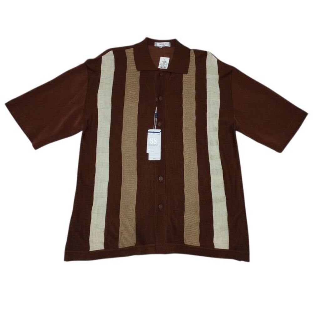 Michael Irvin Men's XL‎ Shirt NEW WITH TAGS Brown Button Up Short Sleeve